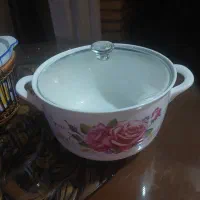 قابلمه گلدار با درب شیشه ای