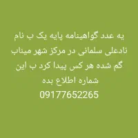 گواهینامه گمشده نادعلی سلمانی