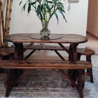 میز نهار خوری چوبی|میز و صندلی غذاخوری|شیراز, شهرک جماران|دیوار