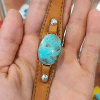 دستبند فیروزه رکاب نقره بند چرم طبیعی|بدلیجات|مشهد, چهارباغ|دیوار