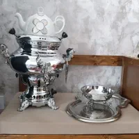 سماور ۱۰ لیتری طغیان همراه قوری،سینی و کاسه