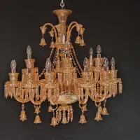 لوستر باکارات با ۱۸ شاخه عسلی رنگ کریستالی|لوستر و چراغ آویز|تهران, بهارستان|دیوار