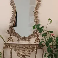 آینه کنسول و شمعدان برنز