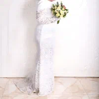 لباس سفید تمام گیپور عقد