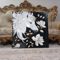 تابلو بوم طرح اسب و گل