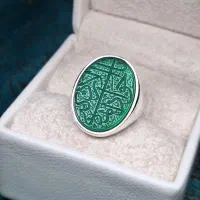 انگشتر عقیق سبز خطی
