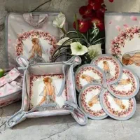 سرویس آشپزخانه پارچه ای عروس|سفره، حوله، دستمال آشپزخانه|شیراز, ریاستی|دیوار