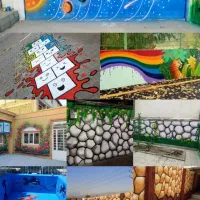 نقاشی طرح سنگ نقاشی دیوار مدرسه باغ ویلا.مهد. چکی