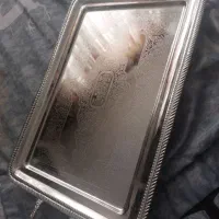 سینی پایه دار پذیرایی طرح نقره