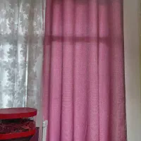 فرش و پرده و لوستر وآباژور فانتزی صورتی|پرده، رانر، رومیزی|تهران, باغ فیض|دیوار