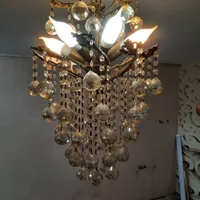 لوستر برنزی ۳ عدد  با گوی کریستال