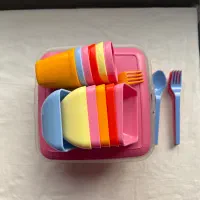 ست غذاخوری+لیوان کمرباریک+زیرانداز * نو