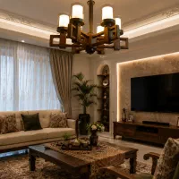 لوستر چوبی مدل آیسان|لوستر و چراغ آویز|مشهد, خین عرب|دیوار