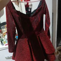 پیراهن مجلسیselda dress قرمز رنگ براق(گلایتری)