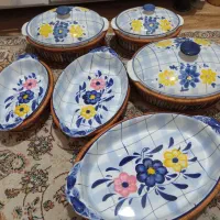 سرویس گل پنبه قابلمه های بزرگ بیضی مرغ خوری