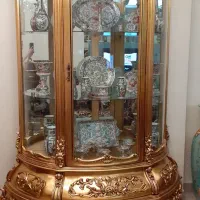 ویترین بوفه تمام چوب کلاسیک ورق طلا