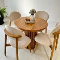 میز و صندلی نهارخوری چوب راش عالی کد۱۲