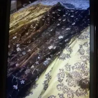 پرده حریر شیشه ای  بادوتاوالان جنس خوب و گل میخ