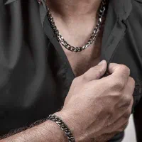 دستبند و گردنبند مردانه دودی