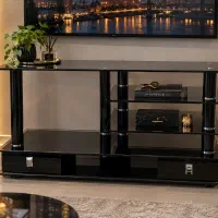 میز تلویزیون شیشه ای سالم تمیز