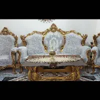 مبل سلطنتی استیل ۹نفره ورق طلا