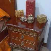 سرویس خواب چوب و برنز دونفره قدیمی
