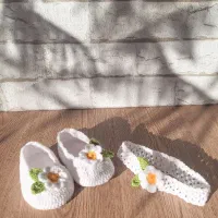 ست پاپوش و تل مو نوزاد