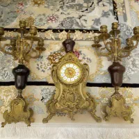 ست ساعت و شمعدان عتیقه برنزی