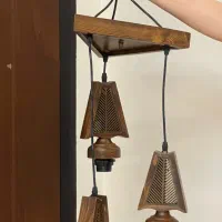 لوستر ۳ شعله چوبی مدرن (در حد نو)