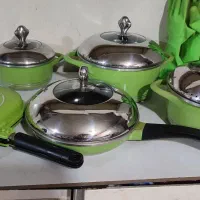 سرویس10 پارچه قابلمه چدن برنده MGS ماهی تابه رژیمی