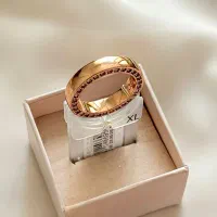 انگشتر رنگی تکی نگین دار رز گلد