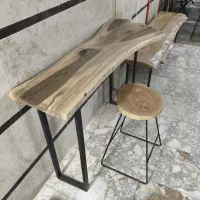 میز کنسول روستیک چوب گردو و فلز