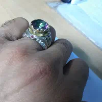 انگشتر نقره.نگین کوارتز هفت رنگ