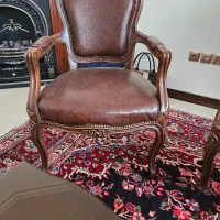 مبلمان آنتیک ۷ نفره چوب راش و چرمی|مبلمان خانگی و میز عسلی|لواسان, |دیوار