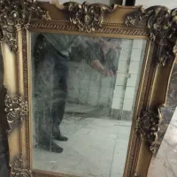 آینه قدی با قاب دست ساز چوبی گل برجسته ورق طلا|آینه|بروجرد, |دیوار