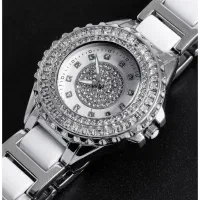 ساعت زنانه تمام نگین نقره ای|ساعت|صحنه, |دیوار