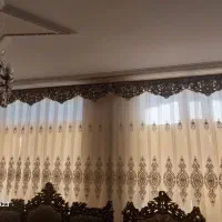 پرده کتان ابریشم دوزی
