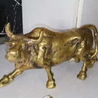 مجسمه گاو شاخدار. برنجی. برنزی.دکوری زینتی