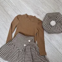 لباس دخترانه ست بلوز و دامن و کلاه