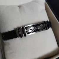 دستبند مردانه چرم بافتی