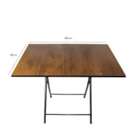 میز چوبی 100×80 پایه فلزی جمع شو