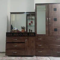 کمد رخت آویز و میز آرایش کشو دار آینه ریلی