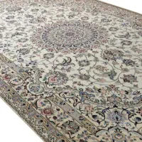 فرش ولنجک دستباف نائین اصل گل ابریشم ۹ لا