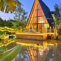 اجاره کلبه جکوزی سویسی تالاب دریاچه