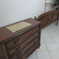 تخت دو نفره چوب روسی به همراه دراور