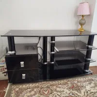 میز تلویزیون شیشه ای دوکشو دو جای سی دی