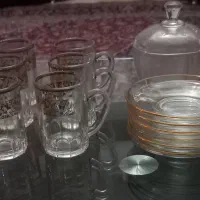 یک دست فنجان ونعلبکی ایتالیایی با قندان طرحدار نو