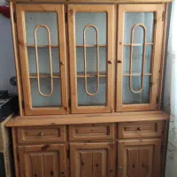 ویترین کمدی چوبی دو تکه با کشو