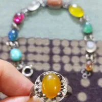 نیم ست نقره قدیمی باسنگهای اصل عقیق، شرف شمس و..|جواهرات|قم, آذر (نکویی)|دیوار