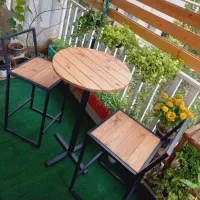 ست میز و صندلی چوب و فلز